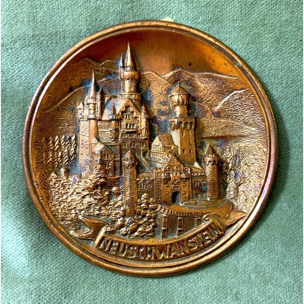 Neuschwanstein Castle Germany copper metal disc plate.  #16